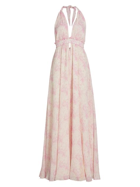 Shop LoveShackFancy Love Dyed Halterneck Maxi Dress | Saks Fifth Avenue Olivia Pink, Love Shack Fancy, Abstract Dress, Future Clothes, Flowy Maxi Dress, Pink Maxi, Dress Inspo, Pink Maxi Dress, Tall Model