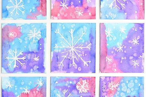 Snowflake Art Project, Snöflingor I Papper, Magic Salt, One Little Project, Watercolor Snowflake, Paper Snowflake Template, Snowflake Art, Snowflakes Art, Salt Painting