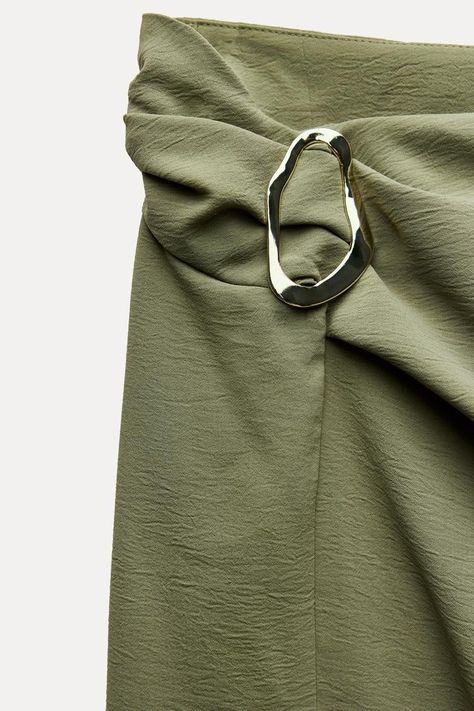 SARONG SKIRT WITH BUCKLE - Light khaki | ZARA United Kingdom Sarong Buckle, Skirt With Buckle, Morocco Fashion, Sweet Disposition, Sarong Skirt, Joggers Shoes, Skirt With Belt, Skirts Midi High Waisted, Cargo Shirts