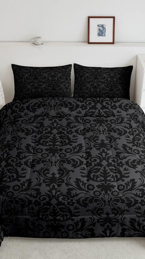 Gothic Bed, Damask Bedding, Floral Comforter Sets, Floral Bedding Sets, Floral Comforter, Bed Comforter Sets, Gothic Vintage, Floral Duvet Cover, Floral Bedding