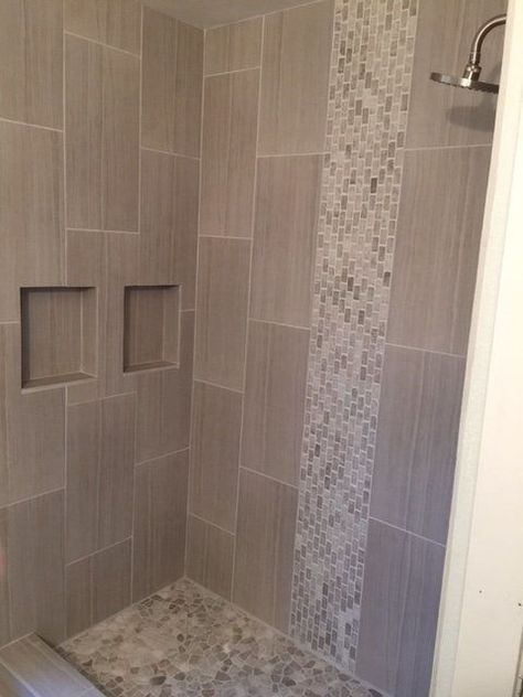 Stone Subway Tile, White Subway Tile Shower, White Tile Shower, Patterned Bathroom Tiles, Master Bath Shower, Shower Wall Tile, Bath Tiles, Bathroom Shower Tile, Bathroom Remodel Shower