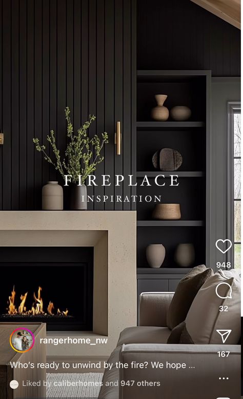 Urbane Bronze Fireplace, Down Home Fab, Soapstone Fireplace, House Rehab, Tv Above Fireplace, Transitional Fireplace, Tall Fireplace, Black Fireplace, Focal Wall