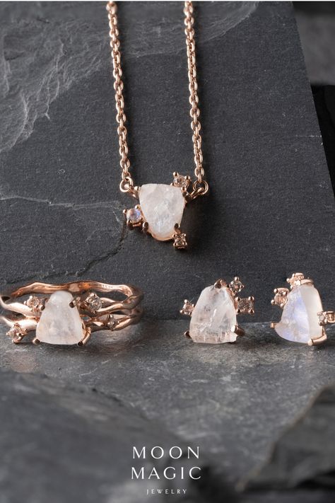 Discover the unparalleled aura of raw Moonstone & precious White Sapphire. Shop Cosmic Crystals now! Crystals Collection, Raw Moonstone, Raw Crystal Jewelry, Moon Magic, Crystal Collection, Raw Crystal, White Sapphire, Rainbow Moonstone, Crystal Jewelry