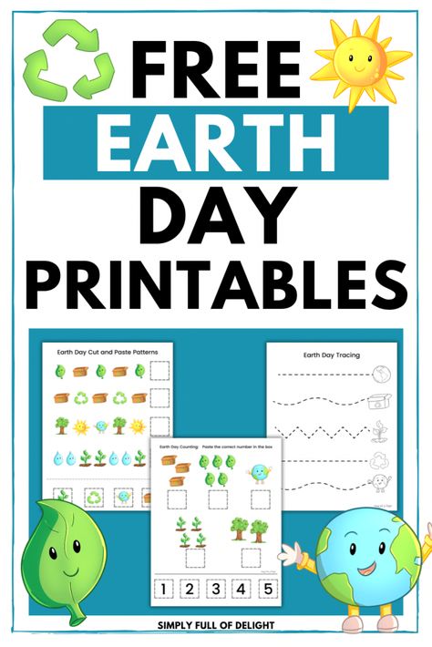 Need some Earth Day activities for kids?  Here's 3 Earth Day Printables - Free!  These Earth Day worksheets for preschoolers include tracing, counting, and patterns.  Get your Earth Day Worksheets preschool pack today! Earth Day Printables, Earth Day Activities For Kids, Earth Day Worksheets, Worksheets For Preschoolers, Worksheet Preschool, Earth Day Crafts, Worksheets Preschool, Earth Day Activities, Printables Free