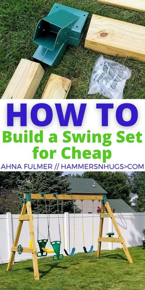 Homemade Swing Set, Swing Set Plans, Swing Set Diy, Backyard Kids, Diy Swing, Kids Backyard Playground, Play Area Backyard, Backyard Swings, Diy Playground