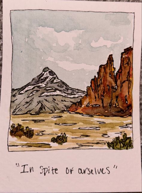 Watercolor Art Desert, Desert Watercolor Paintings, Western Watercolor Paintings, Watercolor Postcards Ideas, Desert Watercolor Simple, Watercolor Polaroid Paintings, Utah Drawing, Polaroid Watercolor Paintings, Polaroid Watercolor