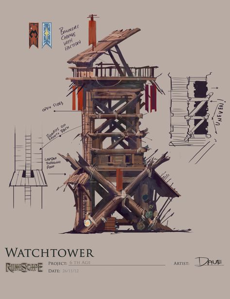 6thAge_Watchtower Watchtower Concept Art, Props Concept, Concept Art Tutorial, Png Art, Building Concept, Location Inspiration, Fantasy House, Fantasy City, Watch Tower