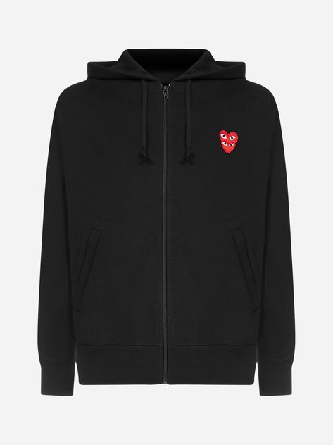 Shop or share your style of the product on ModeSens! CDG Play’s black cotton zip hoodie with double heart logo-patch. Patch Hoodie, Cdg Play, Play Comme Des Garcons, Heart Patch, Zipped Hoodie, Comme Des Garcons Play, Heart Logo, Cotton Hoodie, Black Heart