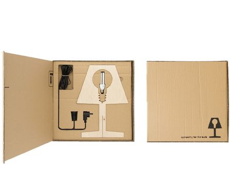 "Sympathy for the bulb” – oiled plywood lamp, by Vienna-based architecture collective Stadtpark, (aka Anna Rosinke and Maciej Chmara) Gwp Ideas, Plywood Lamp, Packaging Structure, Electronics Packaging, Electronic Packaging, Carton Design, Foldable Furniture, Woodworking Store, Cnc Furniture