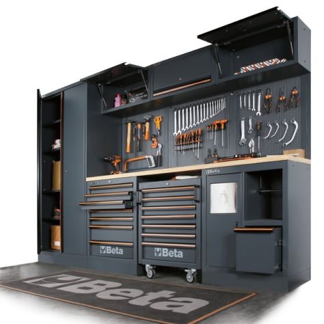 Workshop equipment combination C45PRO C45PRO W – Beta Tools Beta Tools, Garage Workbench Plans, Garage Storage Inspiration, Garage Design Interior, Garage Organisation, Wood Worktop, Car Workshop, Garage Work Bench, Workbench Plans