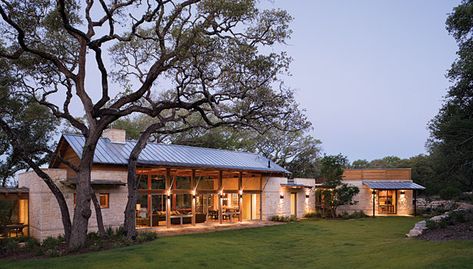 Transitional Exterior, Hill Country Homes, Rustic Exterior, Modern Ranch, Ranch Style Homes, Ranch Style Home, Transitional House, Commercial Architecture, Country House Plans