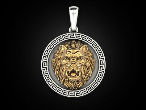 Lion Head Necklace, Lion Gifts, Lion Pendant, African Lion, Mens Silver Necklace, Silver Crown, Lion Head, Silver Man, Men Necklace