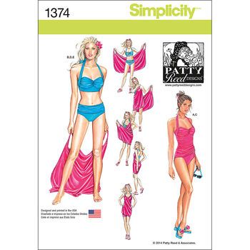 Simplicity Pattern 1374H5 6-8-10-12--Misses Sportswear Swimwear Sewing Patterns, Vintage Inspired Swimsuit, Diy Swimsuit, Ruched Tankini, Swimsuit Beach, Swimsuit Pattern, Suit Swimsuit, 2 Piece Swimsuits, Simplicity Sewing