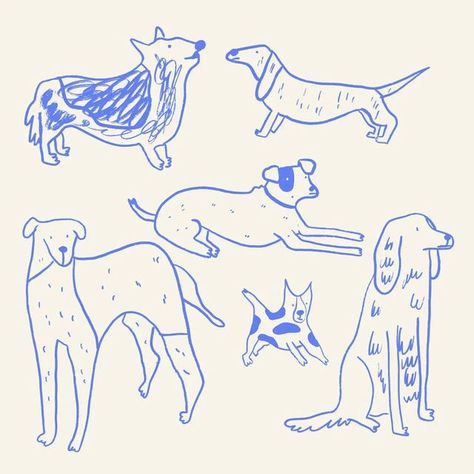 Minimal Dog Illustration, Matisse Animals, Weird Dog Drawing, Fun Dog Illustration, Simple Dog Illustration, Doodles Of Dogs, Dog Doodle Art, Dog Illustration Simple, Simple Dog Drawing