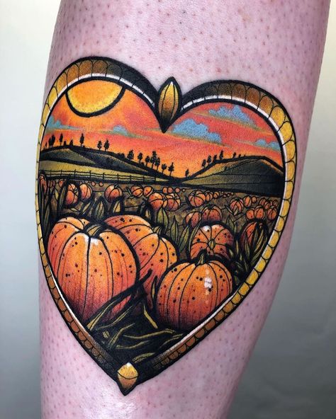 Pumpkin Patch Heart Tattoo | Tattoo Ideas and Inspiration Neotrad Flash, Cute Halloween Tattoos, Glyph Tattoo, Pumpkin Tattoo, Ink Therapy, Autumn Tattoo, Halloween Symbols, Reference Board, Tattoo Reference