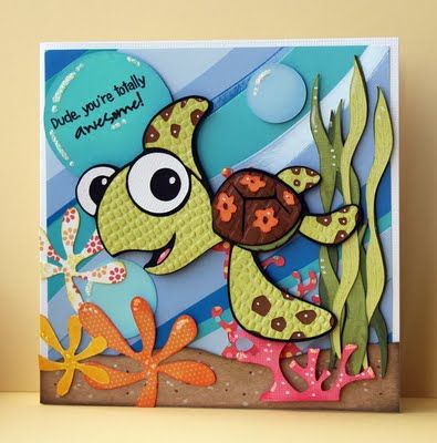 Squirt Card Cricut Birthday, Create A Critter, Disney Cards, Disney Blog, Disney Scrapbook Pages, Boy Cards, Cricut Cards, Disney Scrapbook, Kids Birthday Cards