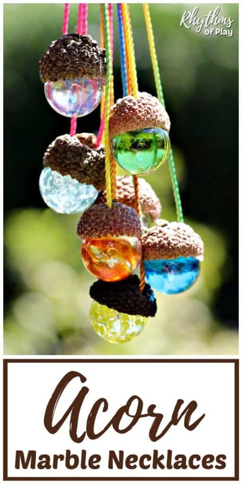 Homemade Gifts For Dad, Acorn Caps, Diy Jewelry Making Tutorials, Nature Craft, Marble Necklace, Acorn Crafts, Homemade Ornaments, Ornament Ideas, Wood Crafts Diy