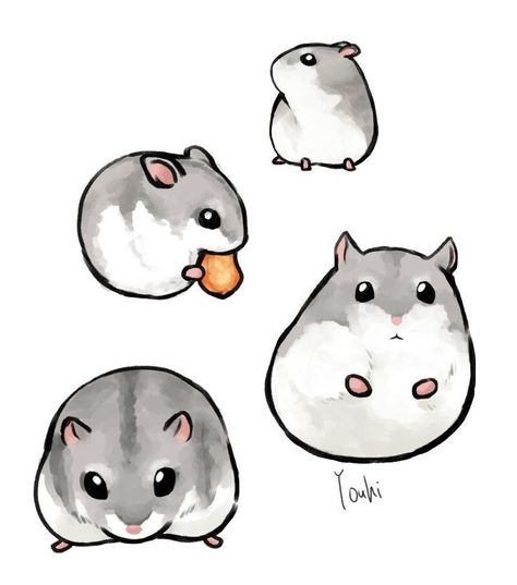 Cute Hamster Drawing, Hamster Drawing, Hamster Art, Hamster Kawaii, Tiny Baby Animals, Hamsters As Pets, Paper Animals, Cute Hamsters, Cute Doodles Drawings