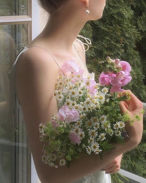 The Window, A Woman, Flowers