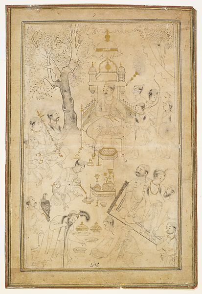 Royal Picnic ca.1590-95 Made in India, Deccan, Ahmadnagar Ink, opaque watercolor, and gold on paper Image/Folio:20.5 × 30 cm Frame: 61 × 51 × 2.5 cm Classification: Codices Credit Line: The British Library Hindu Kings, Royal Picnic, London In February, Opaque Watercolor, Royal Elephant, Persian Painting, Indian Miniature, Persian Miniature, History Of India