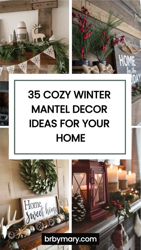 Not a big fan of Christmas yet you want to decorate for winter? I’ve got you! Listen, I get it. Not everyone wants to go all out on Christmas decor. So check out these 35 Cozy Winter Mantel Decor Ideas for your home interior design! Winter Mantle Decor With Tv, Winter Mantel Decor After Christmas, Winter Decor After Christmas Mantles, Winter Home Decor January Mantle Ideas, Winter Fireplace Decor After Christmas, Diy Winter Decor, January Decor After Christmas, Winter Mantel Decor, Winter Porch Decor