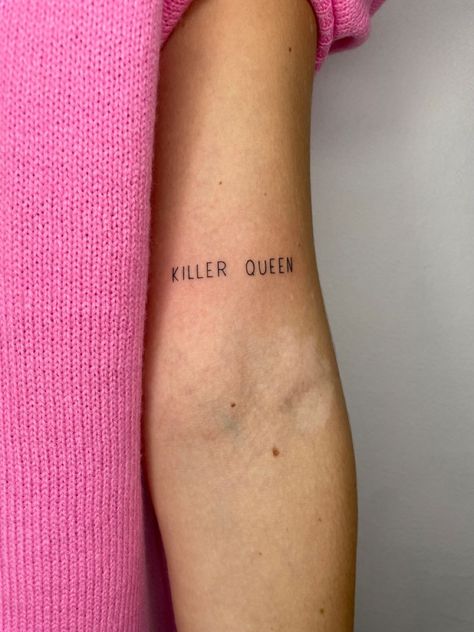 Queen Band Inspired Tattoos, Bohemian Raphsody Tattoo, Queen Tatoos Ideas Band, Queen Tatoos Ideas, Queen Inspired Tattoos Band, Queen Tattoo Band Lyrics, Queen Lyrics Tattoo, Freddy Mercury Tattoos, Rock Inspired Tattoos