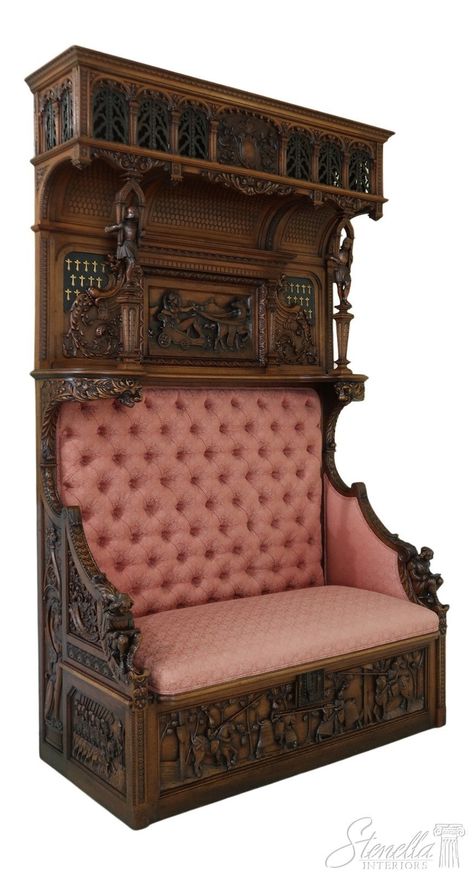 50909EC: Fine Quality Antique Carved Walnut Continental Hall - Etsy Canada Ranch Cottage, Hall Bench, Unusual Furniture, Gothic Furniture, Entryway Mudroom, Goth Home Decor, Victorian Furniture, Deco Originale, Funky Furniture