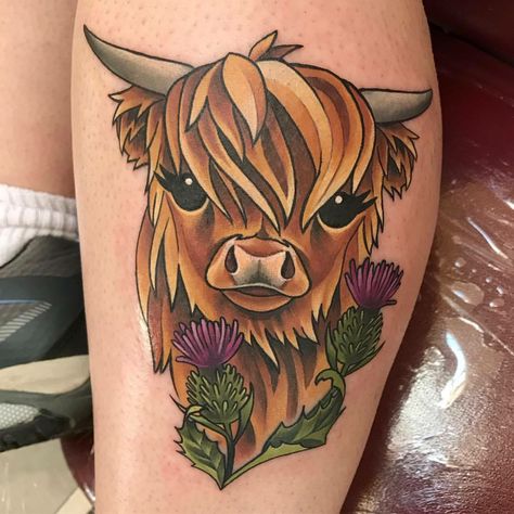 Highland Calf Tattoo, Mini Highland Cow Tattoo, Scottish Cow Tattoo, Highland Cow Tattoos For Women, Scottish Highland Cow Tattoo, Hyland Cow Tattoo, Highland Cow Tattoo With Flowers, Baby Cow Tattoo, Hyland Cows