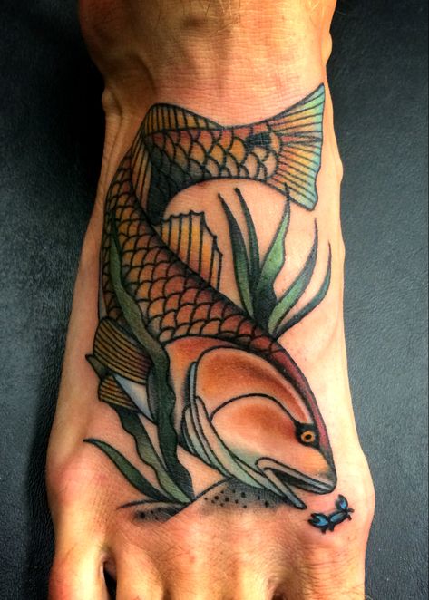 Redfish Tattoo, Grace Tattoos, C Tattoo, Red Fish, Dreamcatcher Tattoo, Polynesian Tattoo, Tattoos For Guys, Tattoo Artists, Tatting