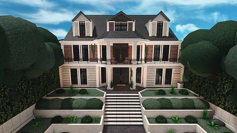 Bloxburg Homes, Bloxburg Mansion, Minecraft Challenges, Bloxburg Building, Bio On Instagram, Bloxburg Exterior, Blox Burg, Two Story House Design, Bloxburg Houses