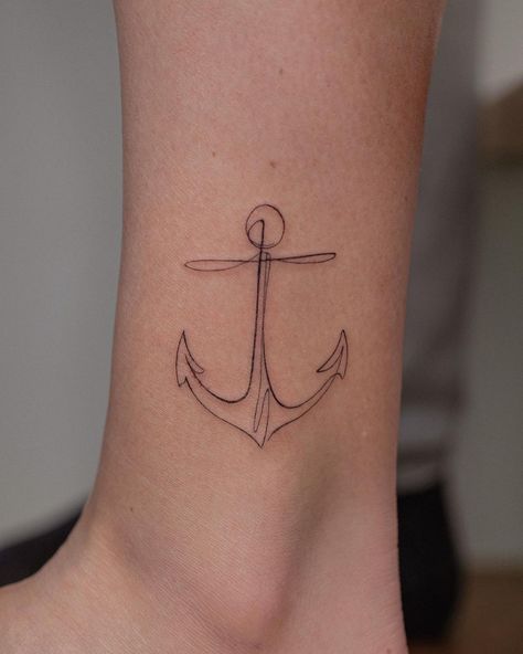 Delicate Anchor Tattoos For Women, Tattoo Ideas Female Anchor, Sea Anchor Tattoo, Fineline Anchor Tattoo, Anker Tattoo For Women, Fine Line Anchor Tattoo, Anchor Tattoos For Women, Anchor Sketch, Simple Anchor Tattoo