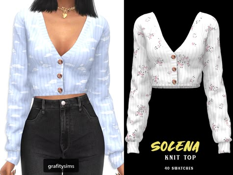 Solena Knit Top | Grafity-cc on Patreon Dress With Shirt, Sims 4 Tsr, Die Sims 4, Sims Packs, The Sims 4 Pc, Belted Skirt, The Sims 4 Packs, Sims 4 Mm Cc, Sims 4 Teen