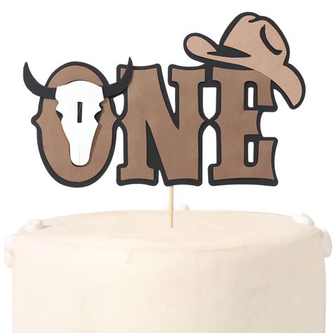 PRICES MAY VARY. COW ONE CAKE TOPPER - We Are Proud To Present Our Exquisite Cow Themed Cake Topper, It Is The Finishing Touch To Your Little Princess/Boy 1st Birthday Party, Add Charming Charm To The Cake Or Other Food. COW 1ST BIRTHDAY DECOR - Whether You Want To Use It As A Photo Prop To Capture Your Party Moments Or As A Gift For Your Friends And Family, This Wild West 1st Birthday Cake Topper Flag Will Meet Your Needs. MY FIRST RODEO - Our Cow Cake Topper Is Beautifully Designed With Unique My First Rodeo Cake, First Rodeo Cake, Rodeo Cake Topper, Rodeo Cake, Cowboy First Birthday, Prop Cake, Cow Cake, Cowboy Cakes, Cow Cakes