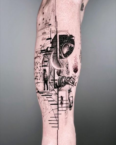 Phoenix Tattoo For Men, Astronaut Tattoo, Full Sleeve Tattoo Design, Planet Tattoos, Tattoo Inspiration Men, Cool Forearm Tattoos, Alien Tattoo, Geniale Tattoos, Leg Tattoo Men