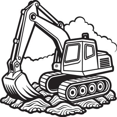 Excavator Coloring Page Isolated for Kids 5162982 Vector Art at Vecteezy Excavator Drawing, Free Planner Pages, Heart Tree, Free Planner, Costumes Ideas, Construction Vehicles, Logo Banners, Cityscape Photos, Construction Equipment