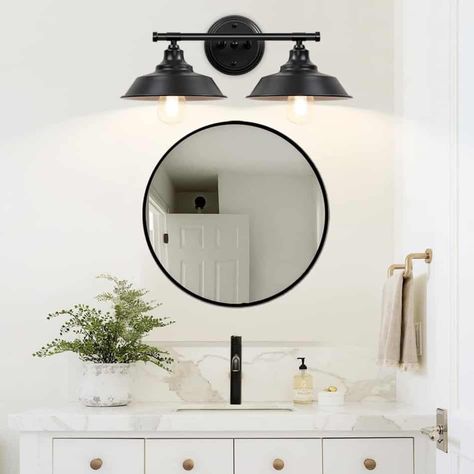 How to Choose the Best Bathroom Vanity Lights – Bathtubber Black Metal Bathroom, Farmhouse Bathroom Light Fixtures, Light Fixtures Black, Black Bathroom Light Fixtures, Farmhouse Bathroom Light, Modern Farmhouse Light Fixtures, Bathroom Vanity Light Fixtures, Bathroom Lights Over Mirror, Black Bathroom Light