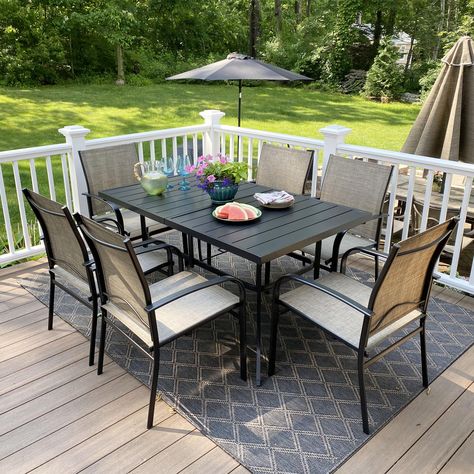 Modern Chinese Design, Outdoor Dining Table Setting, Metal Dining Set, Table With Umbrella, Outdoor Patio Dining, Backyard Lawn, Outdoor Patio Set, Outdoor Comfort, Metal Dining Table