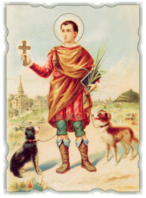 St. Vitus One of the Fourteen Holy Helpers - Patron Saint of Dogs Patron Saints Of Animals, St Gertrude Patron Saint Of Cats, The Martyrdom Of Saint Sebastian, Saint Vitus, Church Catholic, St. Hilary Of Poitiers, St Vitus, Biblical Studies, Early Middle Ages