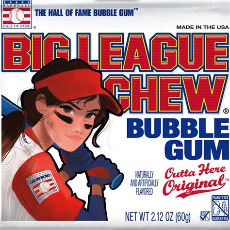 Big League Chew adds a female softball ... Big League Chew, Big Muscle, Gum Flavors, Bubble Gum Flavor, Corporate Holiday Gifts, Nutter Butter Cookies, Giant Candy, Nationals Baseball, Softball Players