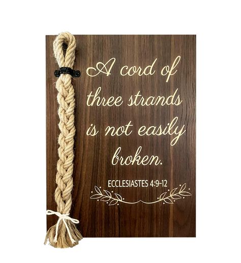 Three Strands Wedding Ceremony Bible A Cord Of 3 Strands Is Not Easily Broken, Cord Of Three Strands Wedding, Cord Of 3 Strands, Bible Cross, Cross Wedding, Wedding Bible, Cord Of Three Strands, Bible Verse Pictures, Wedding Unity