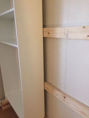 Billy Bookshelves, Ikea Bookshelf Hack, Billy Hack, Bookcase Closet, Ikea Billy Hack, Ikea Pantry, Billy Ikea, Ikea Built In, Billy Bookcase Hack