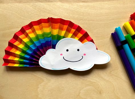 Rainbow Craft Ideas, Origami Umbrella, Craft Ideas With Paper, Bee Hive Craft, Ideas With Paper, Rainbow Drawing, Rainbow Craft, Paper Rainbow, Toddler Themes