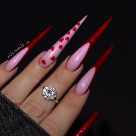 Stelito Nails, Staleto Nails, Simple Stiletto Nails, Nail Details, Gem Nail Designs, Stilleto Nails Designs, Damian Priest, Valentines Day Nails, Blue Acrylic Nails