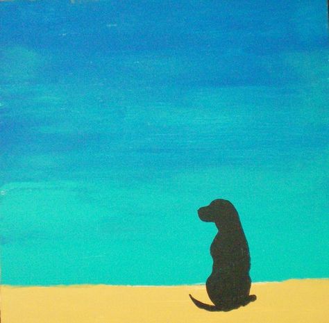 Simple and serene dog art Black Dog Painting Easy, Great Dane Painting Easy, Black Lab Painting Easy, Labrador Painting Easy, Expressive Animals, Xmas Paintings, Labrador Painting, Labrador Art, Slate Art