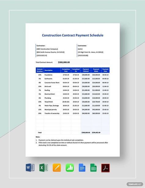 Construction Contract, Payment Schedule, Schedule Templates, Medical Terminology, Technology Tools, Schedule Template, Template Google, Psychology Books, Google Sheets