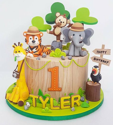 Celebrate with Cake Jungle Birthday Cakes, Jungle Cakes, Zoo Cake, Cars Theme Cake, Jungle Theme Cakes, Red Birthday Cakes, Jungle Theme Birthday Party, Animal Birthday Cakes, Jungle Theme Birthday