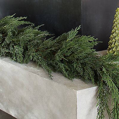 The Best Faux Greenery and Garland – Danielle Moss Cypress Garland, Christmas Stairs, Pine Garland, Home Decor Crate, Magnolia Leaves, Clear Glass Jars, Christmas Tree Garland, Tree Garland, Holiday Centerpieces