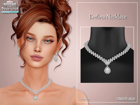 The Sims Resource - Evelina Necklace Sims 4 Wedding Accessories Cc, Sims 4 Vintage Jewelry, Cartier Sims 4 Cc, Sims 4 Custom Content Necklace, The Sims 4 Cc Resource Jewelry, Sims 4 Cc Female Necklace, Sims Necklace, The Sims Resource Jewelry, Sims 4 Cc Necklace