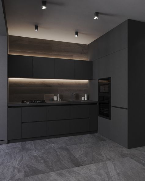 Top Kitchen Colors, Kitchen Color Trends, Dark Interior Design, Modern Black Kitchen, Modern Kitchen Interiors, Dark Interiors, Kitchen Room Design, Black Kitchen, Kitchen Furniture Design