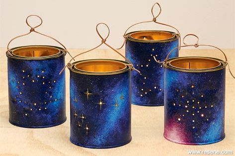 Matariki Stars, Lanterns Paper, Resene Colours, Glowing Star, Midnight Express, Night Stars, Glow Stars, Sky Lanterns, Recycled Tin